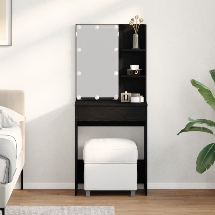 vidaXL Masă de Machiaj Stejar negru 60 x 40 x 140 cm Lemn compozit
