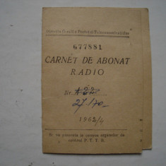 Carnet de abonat radio, 1962