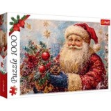 Puzzle Vintage cu Mos Craciun si Brad de Craciun, 1000 piese, Multicolor, CMCLASS