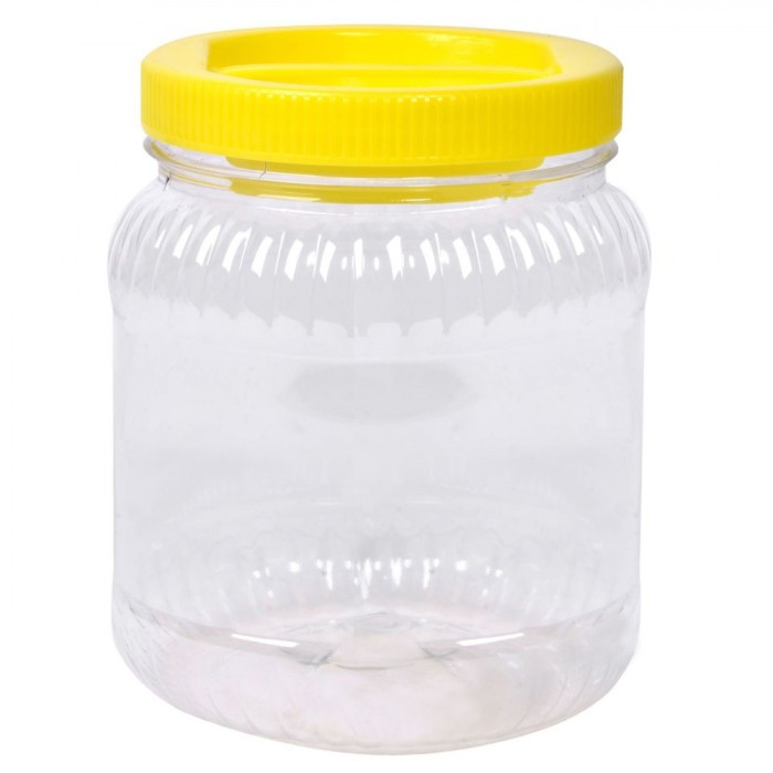 Borcan Plastic pentru Murături, Capacitate 1.5L, Diametru 11cm, &Icirc;nălțime 15cm, Capac Galben
