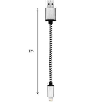Cablu date Star USB la Lightning 1M Aluminiu alb + negru foto