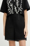 MM pantaloni scurți femei, culoarea negru, uni, high waist, 2516781018600