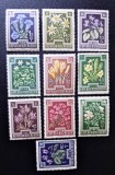Serie Completă Austria 1948 Flori de Munte Alpi Edelweiss Ghiocel Gentiană Crocus Timbru de Caritate 10 Timbre Neștampilate - A0023