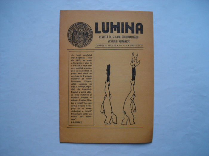 Lumina. Revista a vestului romanesc, Oradea, anul III, nr. 1-3, 1992