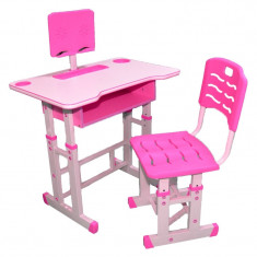Birou + scaunel, reglabile/roz/PAL+metal+plastic foto