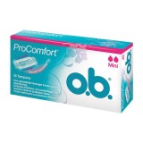 Tampoane o.b. ProComfort Mini, 16 buc, protectie si confort, insertie usoara Silktouch, tehnologie Dynamic Fit