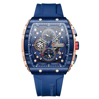 Ceas barbatesc de mana Curren Casual Cronograf Quartz Analog Fashion Albastru foto