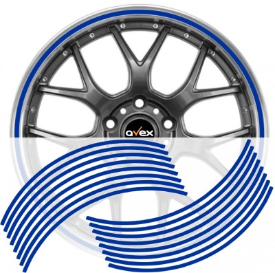 Set 16 inele din autocolant pentru jante culoare Albastru Lucios AVX-DJNT-04 foto