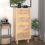 vidaXL Servantă, maro, 40x30x90 cm, lemn masiv pin și ratan natural