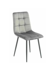 Scaun de living si bucatarie KL Mady, metalic, tapitat cu stofa,100 kg, 44x39x89 cm, gri