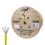 S / FTP CAT7 PNI SF07 cable, 10Gbps, 1000MHz, for internet and surveillance systems, 305m roll, copper