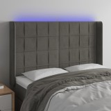 VidaXL Tăblie de pat cu LED, gri &icirc;nchis, 147x16x118/128 cm, catifea 3124097