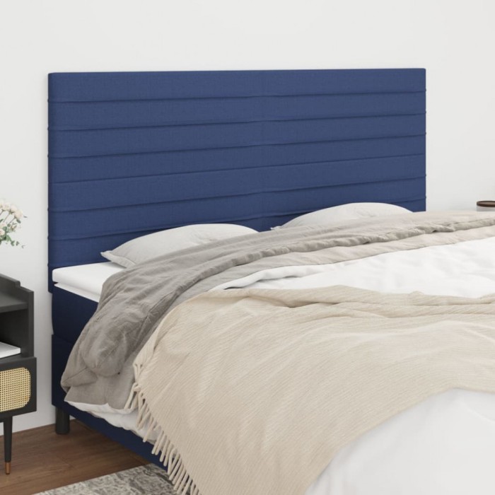 vidaXL Tăblii de pat, 4 buc, albastru, 80x5x78/88 cm, textil 3116484