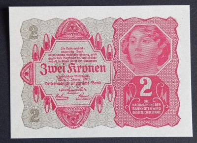 Austria 2 Kronen 1922,UNC. foto