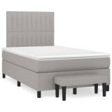 Cumpara ieftin Pat continental cu saltea, gri deschis, 120x200 cm, textil
