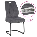 Cumpara ieftin Scaun dining textil gri metal negru Kelma 46x62,5x97 cm