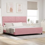 vidaXL Cadru de pat cu headboard Roz 200 x 200 cm Catifea 3345034