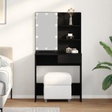 VidaXL Masă de toaletă LED &icirc;n Stejar Negru - 74.5x40x141 cm, din Lemn Prelucrat