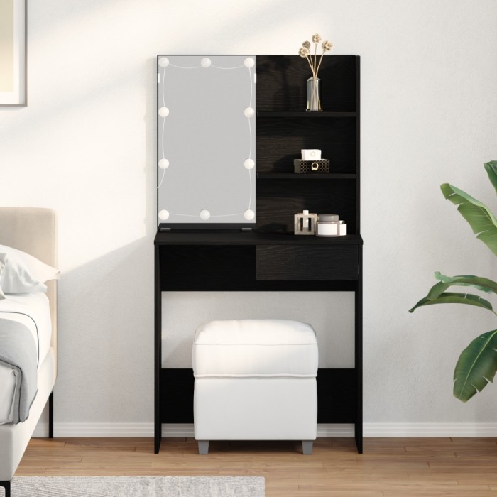 vidaXL Masă de Machiaj Stejar negru 74.5 x 40 x 141 cm Lemn compozit