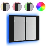 Dulap de baie cu oglinda si LED, negru, 60x12x45 cm acril