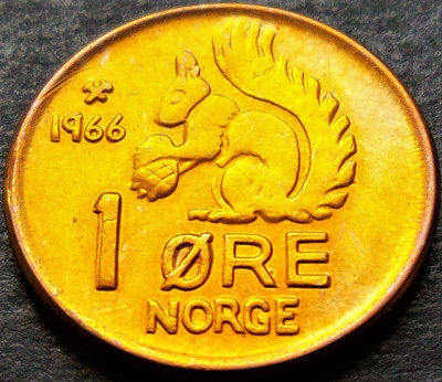 Moneda 1 ORE - NORVEGIA, anul 1966 *cod 502 = excelenta! foto
