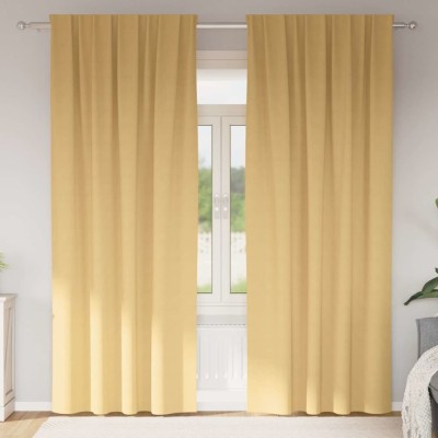 Perdele cu perdele 2 pcs Bej 245 x 140 cm Poliester foto