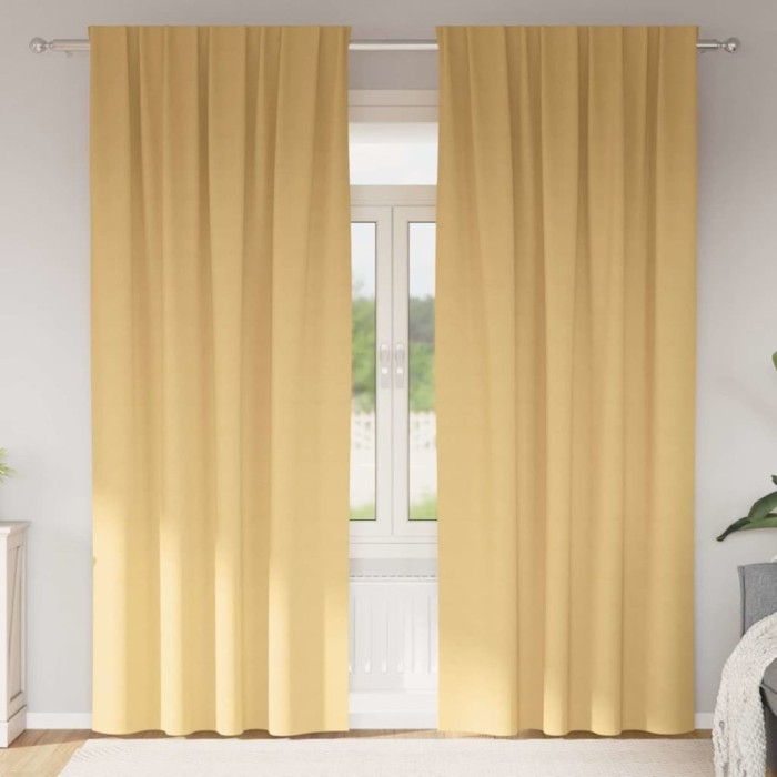 Perdele cu perdele 2 pcs Bej 245 x 140 cm Poliester