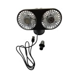 Ventilator Auto Dublu 12V, 3 Viteze, Prindere Bord/Grila, Negru, 10W