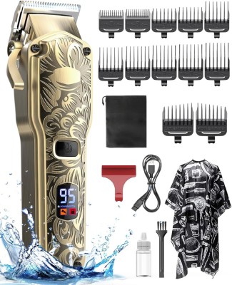 Masina de tuns, profesionala, cu acumulator, afisaj LED, set, rezistenta la apa, impermeabila IPX7, aparat de tuns barba fara fir, Accesorii multiple foto