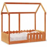 Gossi cadru pat de copii, maro ceruit, 70x140 cm, lemn masiv de pin