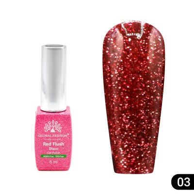 Ojă semipermanentă Red Flush Disco 8 ml, 03 foto