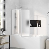 vidaXL Paravan Cadă Duș Pliabil 117x120 cm, 3 Panouri, Aluminiu &amp; PP, Montare Universală St&acirc;nga/Dreapta