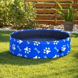 Cumpara ieftin Piscina Caini Pliabila 80x20cm Albastra, PVC+PAL, Portabila, Antiderapanta, Drenaj Rapid, ART - Baie &amp; Joaca Racoritoare, Uz Exterior