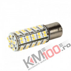 Bec LED BA15S 68 SMD 3528 12V ALB CALD 3000K COD: PT17 foto