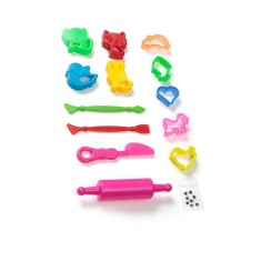 Set Unelte, forme si accesorii pentru plastilina, 14 piese, multicolor, ATU-085284