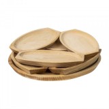 Set 6 farfurii din lemn si un platou pentru servit rotund Zilan EXT 6082