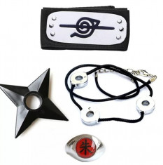 Set anime cosplay Naruto Uchiha Itachi uzumaki, bandana, colier, inel, shuriken foto