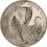 POLONIA 2 ZLOTI / ZLOTE 2011 , FAUNA : MAMIFERE - BURSUC - MELES MELES , XF+/ a UNC , KM 762