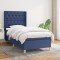 vidaXL Pat box spring cu saltea, albastru, 80x200 cm, textil