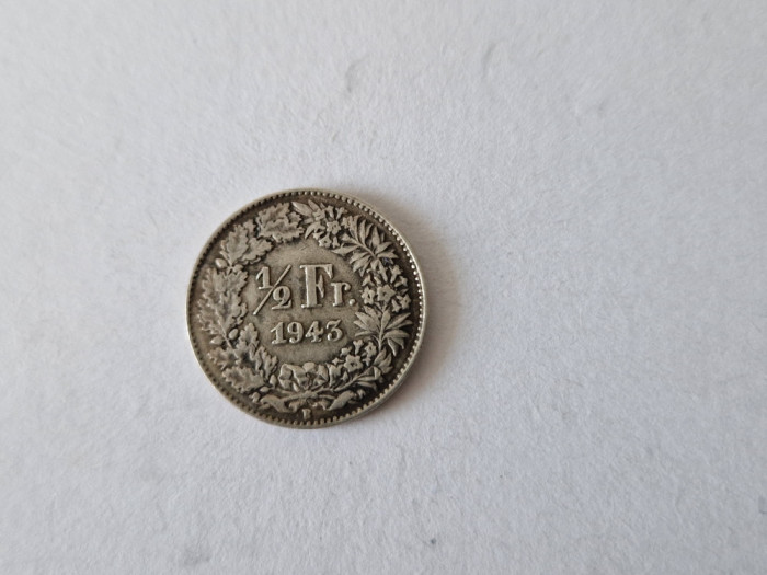 Elvetia 1/2 Francs 1943 Argint