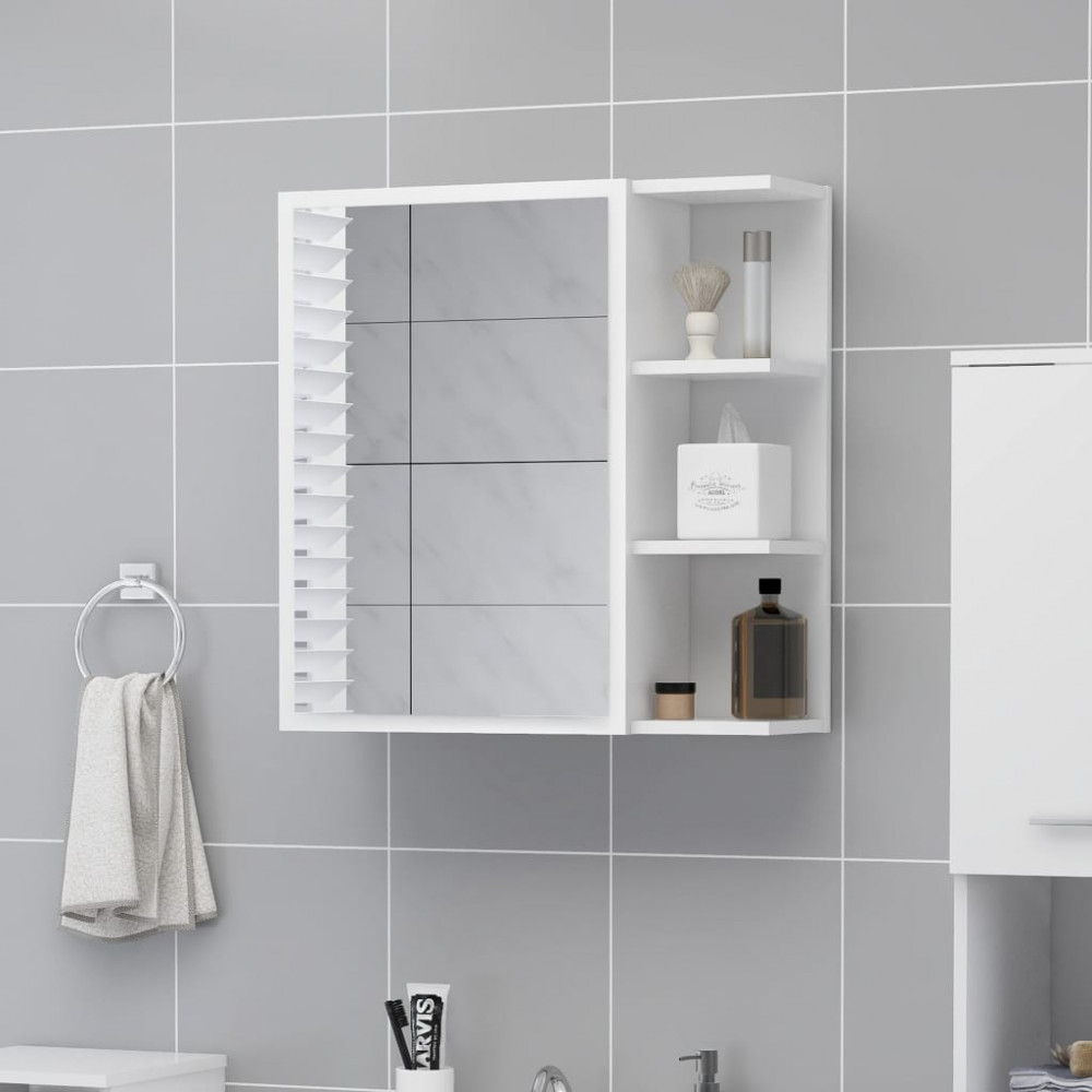 Dulap de baie cu oglinda, alb, 62,5 x 20,5 x 64 cm, PAL, vidaXL | Okazii.ro