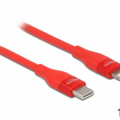 Cablu de date si incarcare USB Type-C la Lightning MFI 1m Rosu, Delock 86634