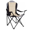 Scaun pliabil pentru camping si pescuit Premium, cu suport pahar, crem-negru, Oem