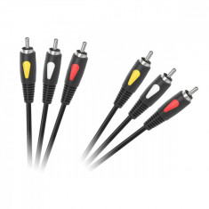 Cablu audio Cabletech 3x RCA - 3x RCA 1m Black foto