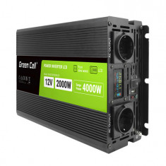 Invertor auto Green Cell de la 12V la 230V Convertor de tensiune (amplificator de tensiune) 2000W/4000W Undă sinusoidală pură, cu afișaj LCD