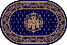 Covor Lotos, Model Bisericesc, 15077, Oval, Albastru, 150x230 cm, 1800 gr mp foto
