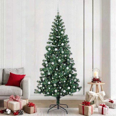 vidaXL Pom de Crăciun artificial pre-iluminat Verde 240cm PVC și Metal 3396791 foto