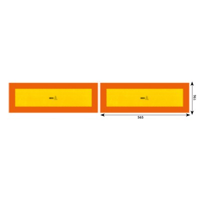 Set 2 Placute Reflectorizante Galben Rosu Fluorescent 565X196 Mm Aluminiu foto
