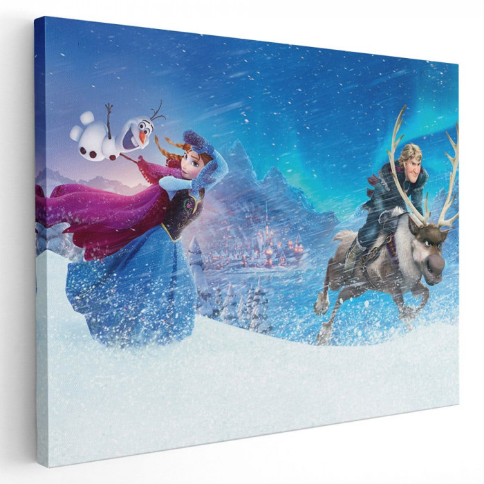 Tablou afis Frozen Anna Kristoff desene animate 2161 Tablou canvas pe panza CU RAMA 40x60 cm