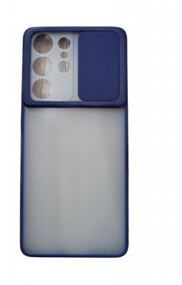 Huse silicon cu protectie camera slide Samsung Galaxy S21 Ultra , Albastru foto